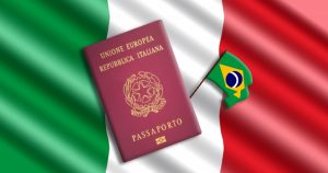 Passaporto italiano e bandiera brasiliana, simbolo delle sfide per la cittadinanza iure sanguinis